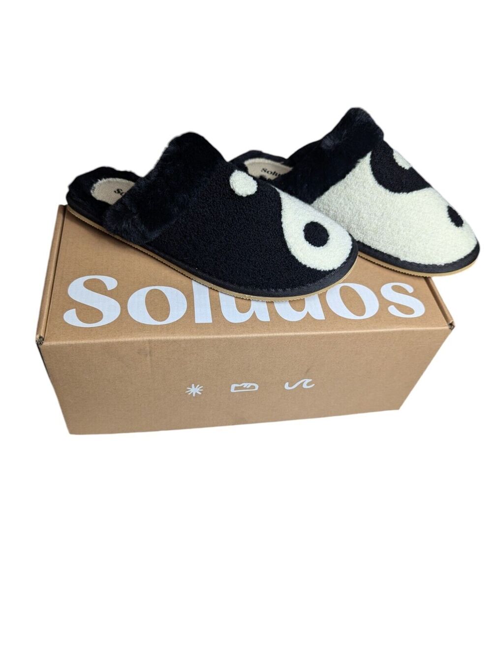 Soludos Women's Size 6 Yin Yang Cozy Slippers Shoes Black/White 1000719-001 New